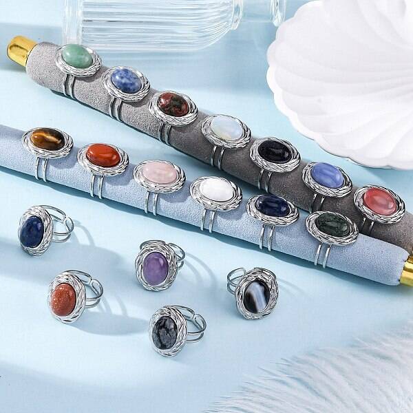 Oval Natural & Synthetic Gemstone Finger Rings
