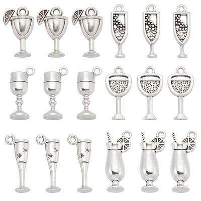 72Pcs 6 Styles Tibetan Style Alloy Pendants