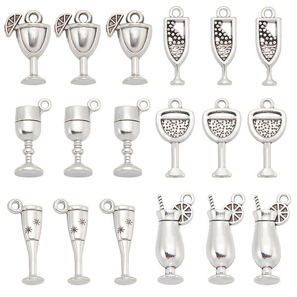 72Pcs 6 Styles Tibetan Style Alloy Pendants