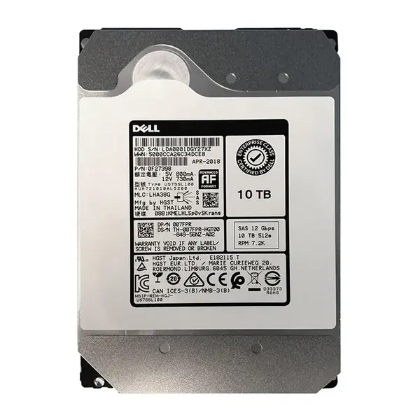 007FPR Dell 10TB 12Gb/s SAS 7200 3.5-Inch Hard Drive