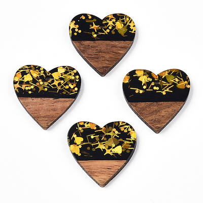 Opaque Resin & Walnut Wood Pendants
