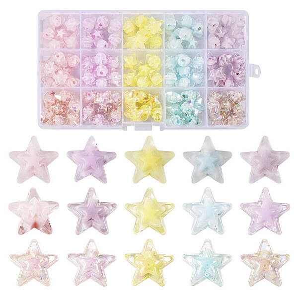 120Pcs 15 Style Transparent Acrylic Beads