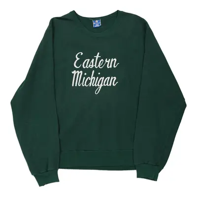 Made in USA Eastern Michigan Champion Sweatshirt - Large Green Cotton Blend