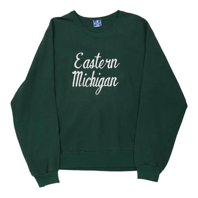 Made in USA Eastern Michigan Champion Sweatshirt - Large Green Cotton Blend