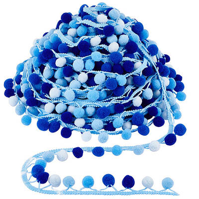 6.5 Yards Gradient Color Polyester Pom Pom Ball Tassel Ribbons