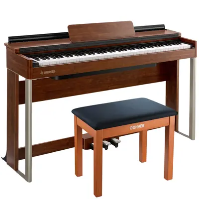 Donner DDP-200 Graded Hammer Action Digital Piano - Piano+Wooden Bench / Brown