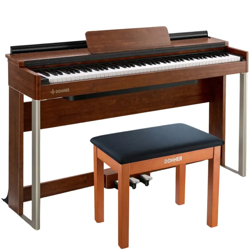 Donner DDP-200 Graded Hammer Action Digital Piano - Piano+Wooden Bench / Brown