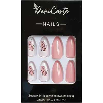Deni Carte Nails - Deni Carte Tips - Artificial Nails, Set of 24, Various Patterns Green Gold Marble | Green and Gold Marble