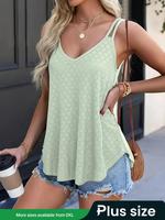 Plus Size Solid Eyelet Embroidery Cami Top, Casual Spaghetti Strap Sleeveless Top, Women's Plus Clothing for Summer Daily Wea...