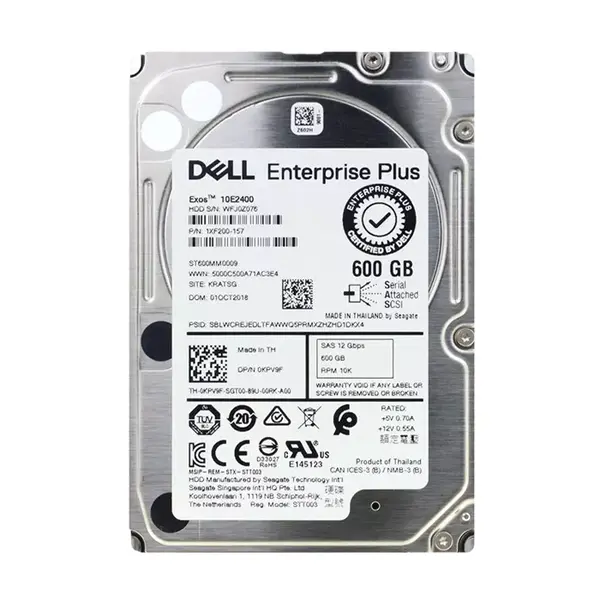 KPV9F Dell 600GB 12Gb/s SAS 10000 2.5-Inch Hard Drive