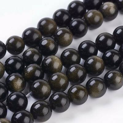 Natural Golden Sheen Obsidian Beads Strands