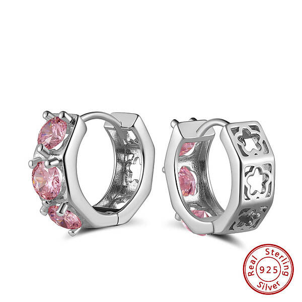 925 Sterling Silver Cubic Zirconia Hoop Earrings