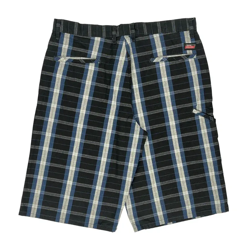 Dickies Checked Shorts - 34W 13L Black Cotton | Size: 34″ waist
