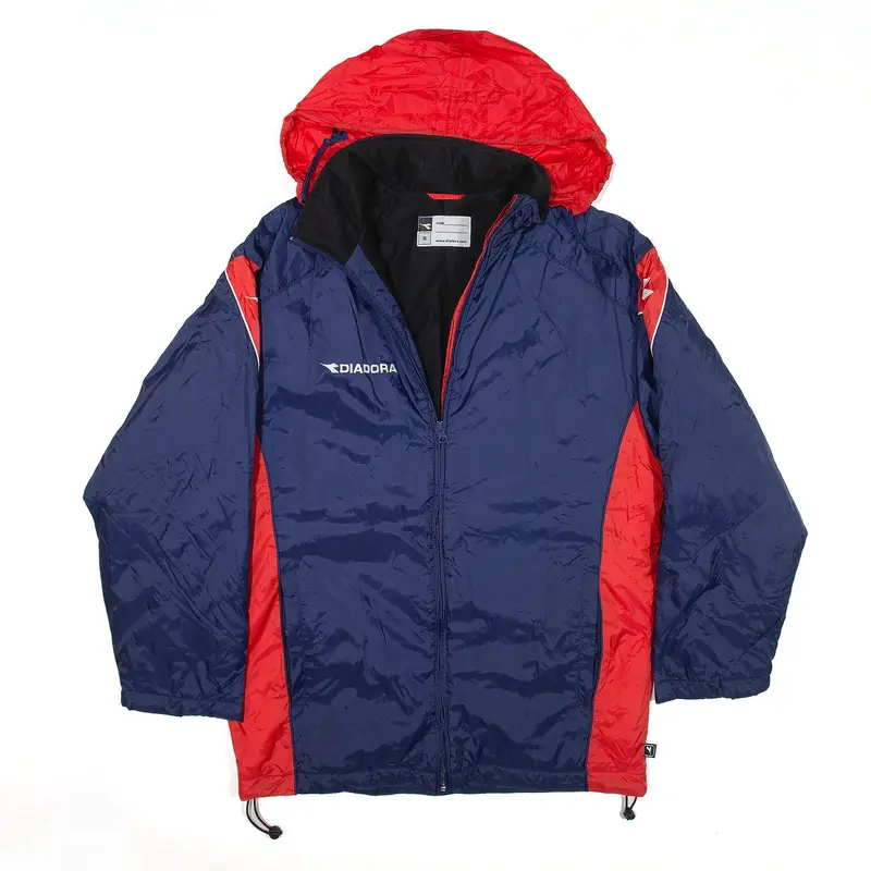 DIADORA Fleece Lined Jacket Blue 90s Mens S