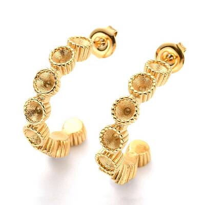 304 Stainless Steel C-shape Stud Earrings Findings