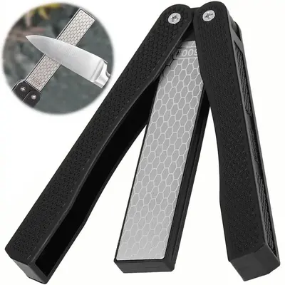 Foldable Diamond Knife Sharpener, 1 Count Double Sided 400/600 Grit Knife Sharpener, Knife Sharpening Tool for Home Kitchen