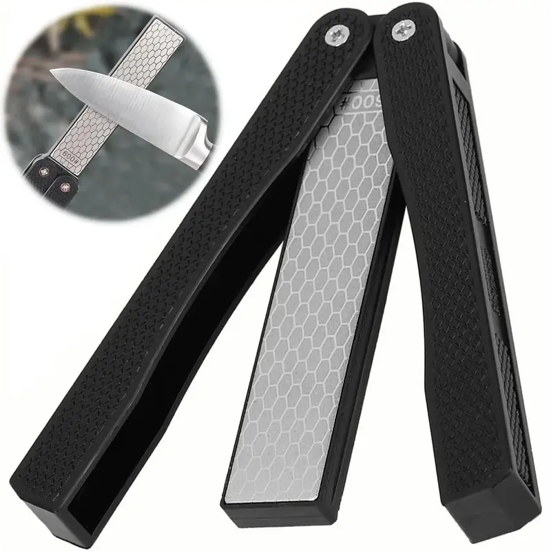 Foldable Diamond Knife Sharpener, 1 Count Double Sided 400/600 Grit Knife Sharpener, Knife Sharpening Tool for Home Kitchen