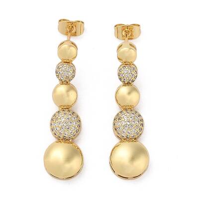 Brass Micro Pave Cubic Zirconia Dangle Stud Earrings