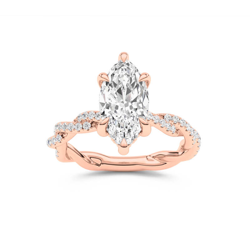 ChiraTan Marquise Lab Grown Diamond Engagement Ring | 18K Rose Gold 3 3/8 CT. TW.
