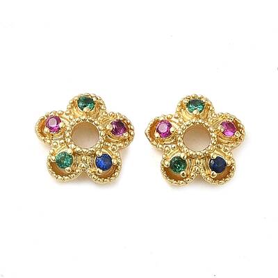 Rack Plating Brass Cubic Zirconia Bead Cap