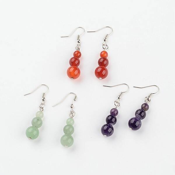 Natural Gemstone Dangle Earrings