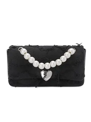 Smting pearl chain heart lock purse