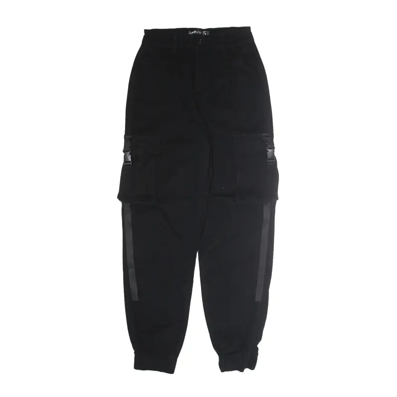 FB SISTER Cargo Trousers Black Regular Tapered Womens W26 L28