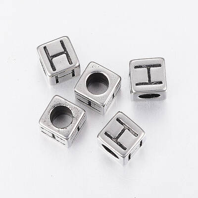 304 Stainless Steel Large Hole Letter European Beads