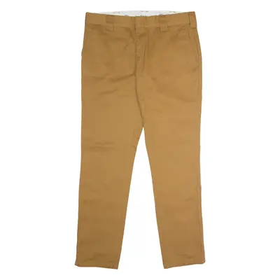 DICKIES Workwear Mens Twill Trousers Brown Slim Straight W36 L32