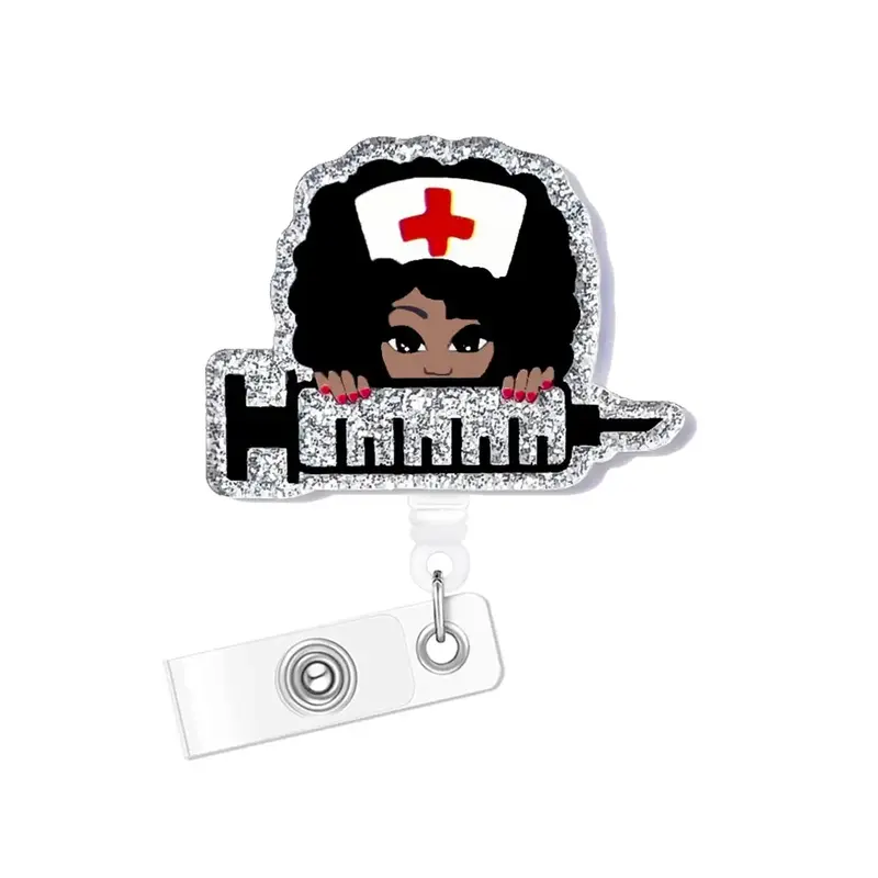 Cartoon Nurse Design Badge Holder, 1 Count Retractable Badge Reel, Belt Clip Retractable Name Badge Holder for Nurse Doctor S...