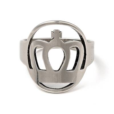 Non-Tarnish 201 Stainless Steel Crown Thick Finger Ring for Women