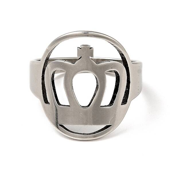 Non-Tarnish 201 Stainless Steel Crown Thick Finger Ring for Women