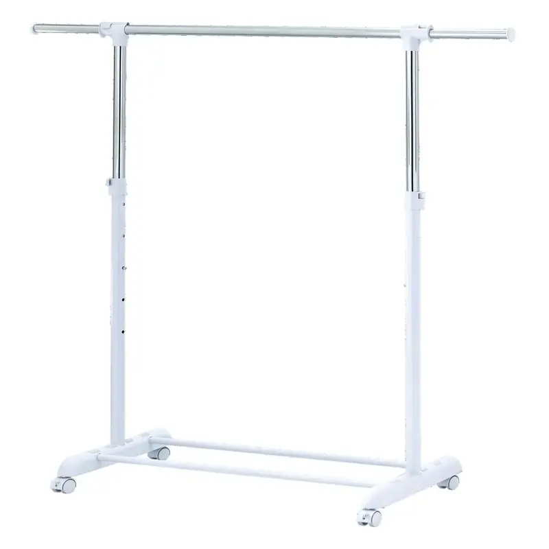 Chrome Metal Garment Rack – Adjustable Height & Width with Wheels