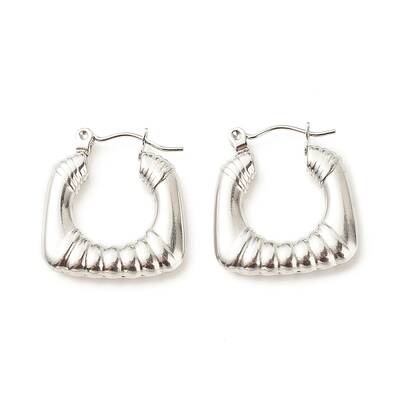 Non-Tarnish 304 Stainless Steel Chunky Rectangle Hoop Earrings for Women