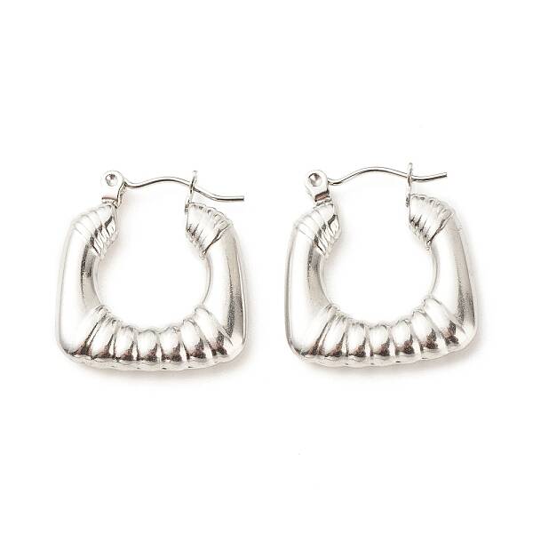 Non-Tarnish 304 Stainless Steel Chunky Rectangle Hoop Earrings for Women