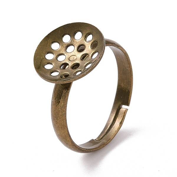 DIY Antique Bronze Adjustable Brass Sieve Ring Bases