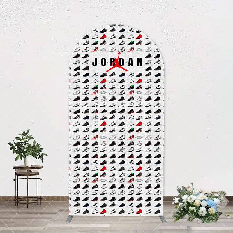 Colorful Sneakers Sports Theme Arch Birthday Backdrop