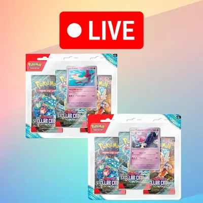 Pokémon TCG 3 Pack Blister Stellar Crown Trading Card Game Expansion Two 3 Pack Bundle total of 6 packs and 2 promos!