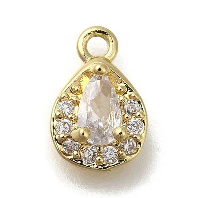 Rack Plating Brass Micro Pave Cubic Zirconia Charms