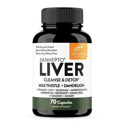 ăSandhusăLiver Cleanse & Detox Supports 11 Ingredient Blend Milk Thistle, Dandelion, Turmeric, Ginger Extract, Beet, Zinc...