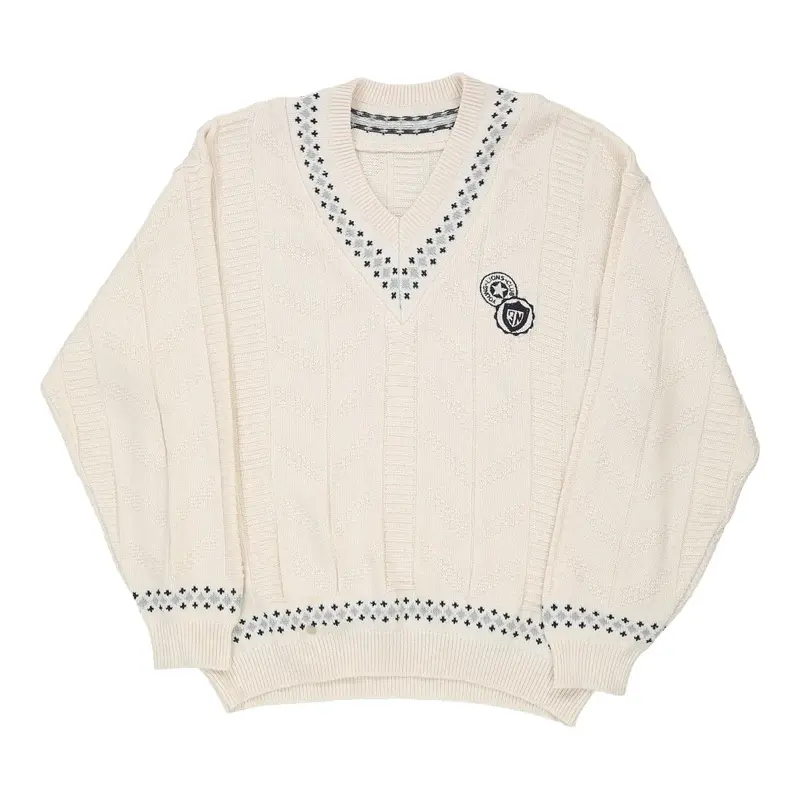 Unbranded V-neck Jumper - Large White Cotton