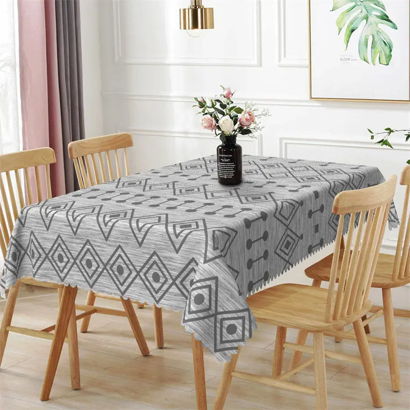 Deep Grey Rhombic Dots Modern Rectangle Tablecloth - Aperturee