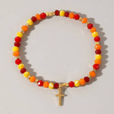 Glass Beads Stretch Bracelets Cross Jewelry for Women