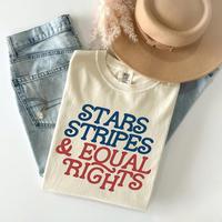 Comfort Colors Stars and Stripes Equal Rights T-Shirt, Patriotic Feminist Tee for Women, Funny 4of July Democracy TShirt, Tre...
