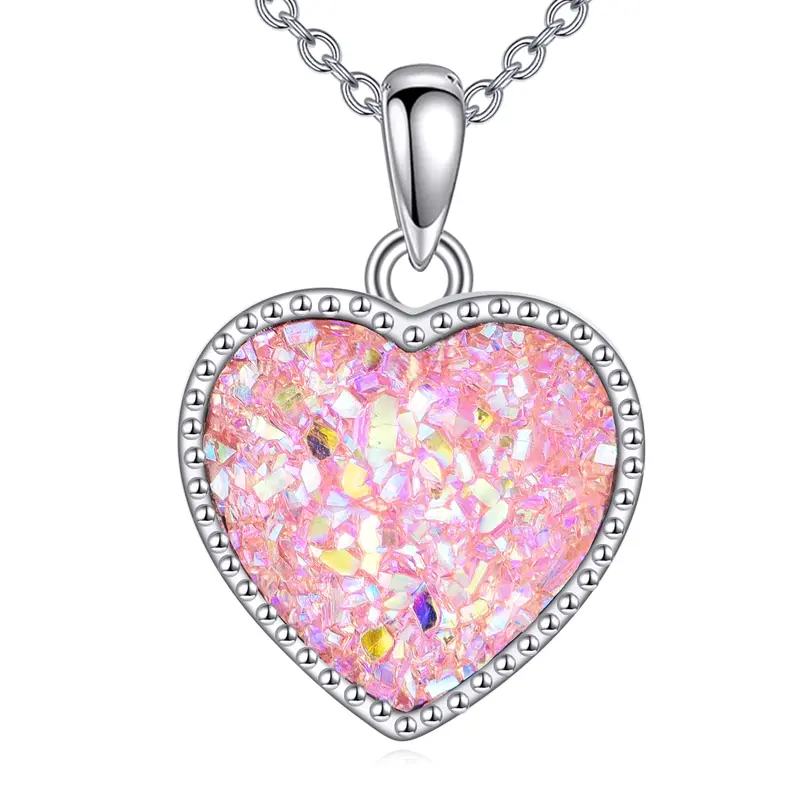Sterling Silver Crystal Mother & Daughter & Sisters & Heart Pendant Necklace
