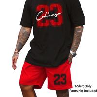 1 piece Men'S Suitable Casual Soft Crewneck Breathable T-Shirt 23 Chicago Soft Flower 100% Cotton Knitted Fabric High Stretc...