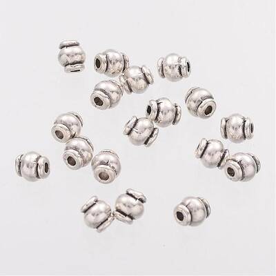 Barrel Tibetan Silver Spacer Beads