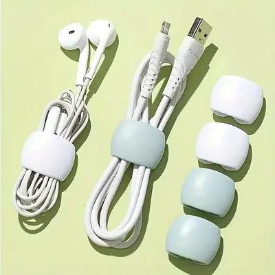 Random Color  Cable Organizer, 10pcs/set Silicone Earphone & Charging Cable Winder, Simple Travel Cord Management Clips, Data...