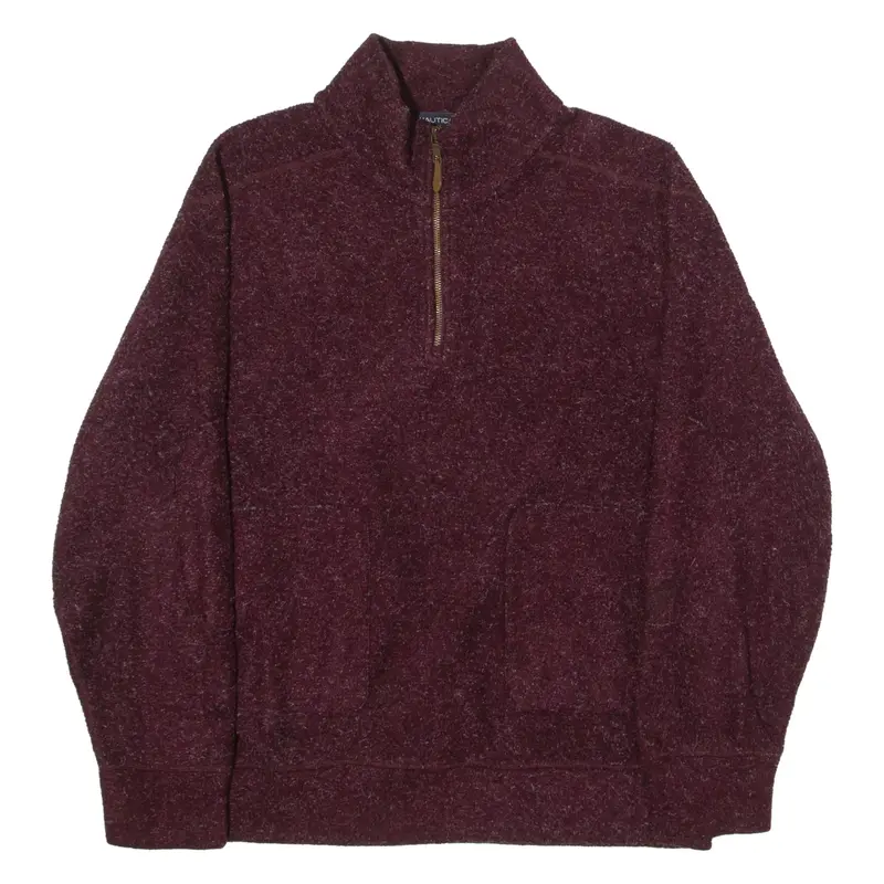 NAUTICA 1/4 Zip Mens Fleece Jacket Maroon L