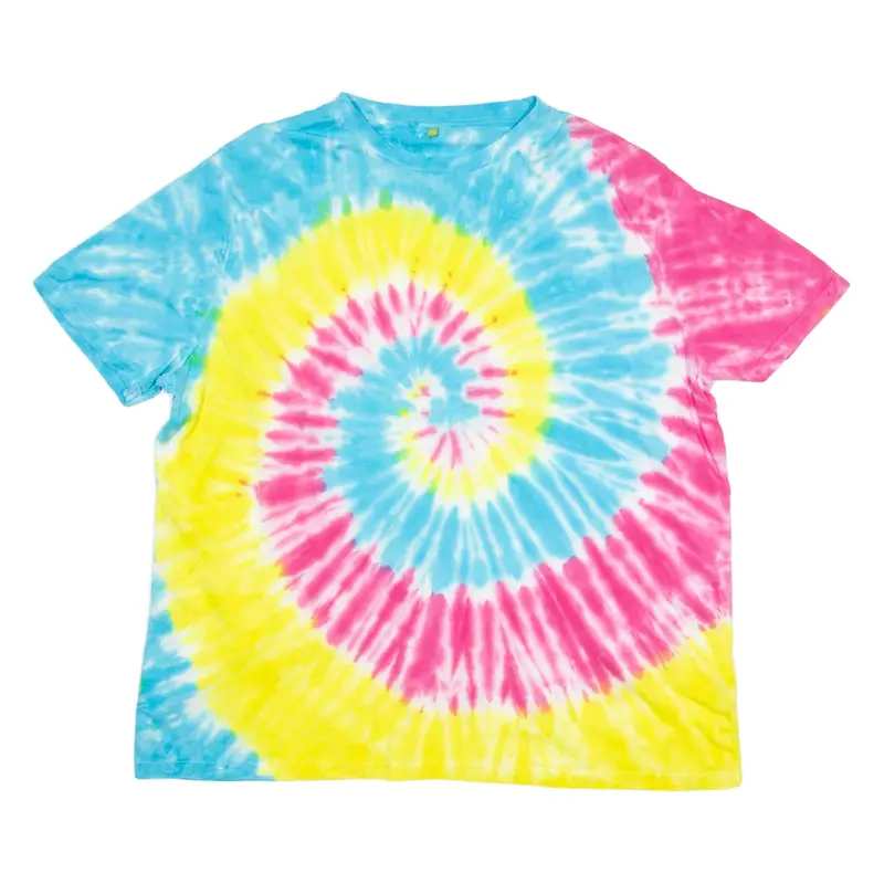 TEEMILL Mens Tie Dye T-Shirt Blue Crew Neck 2XL